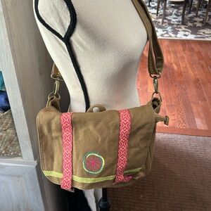 American Girl Leah Clark Messenger Bag Brown Canvas with Magnetic Close